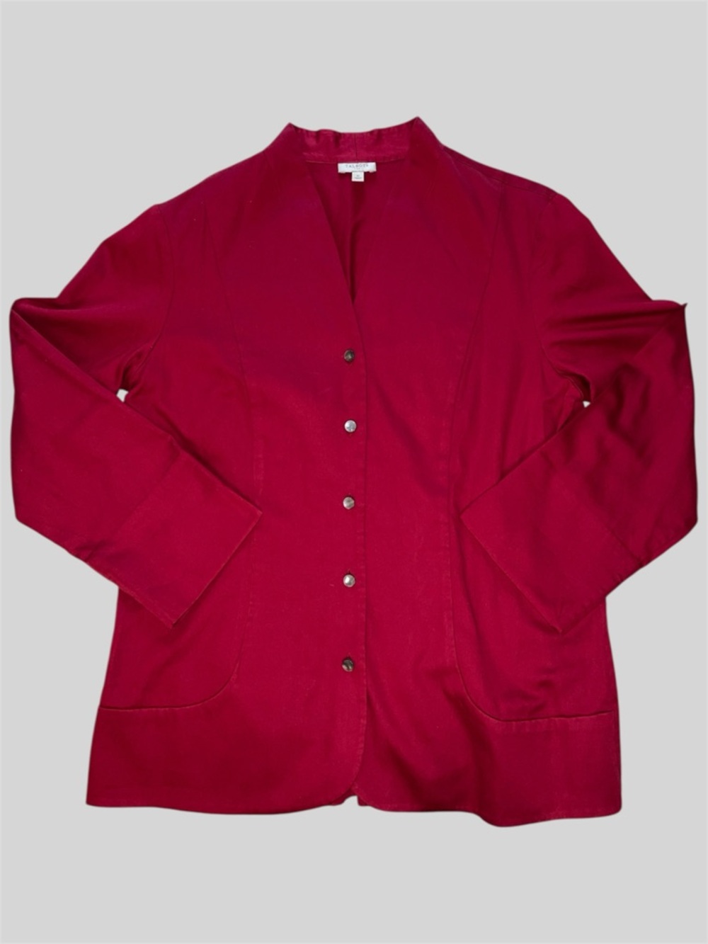 Talbots Red Button Down Blouse with Silver Buttons - Picture 7 of 7